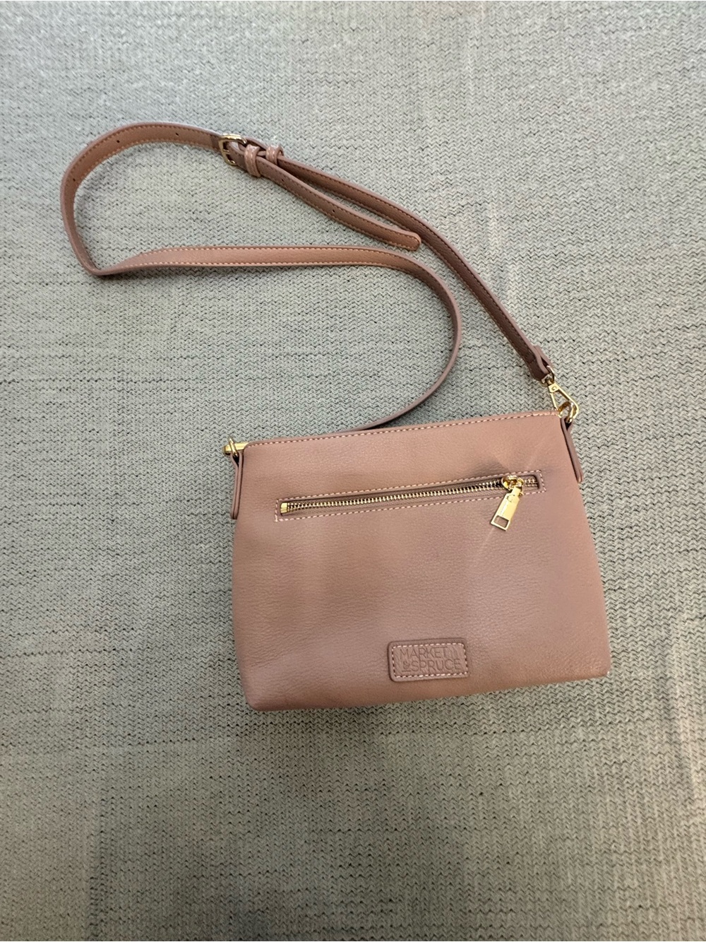 Market and Spruce Blush Pink Leatherette Crossbody with Gold Zip Accents